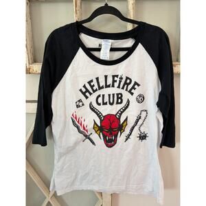 Netflix Stranger Things Hellfire Club raglan t-shirt demon logo size XXL